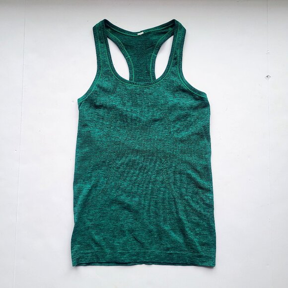 Lululemon Swiftly Tech Racerback Tan Top Heathered Jungle Green Size 4 - Picture 4 of 8